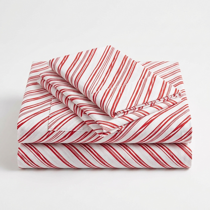 Christmas Bed Sheets - Candy Cane Stripe