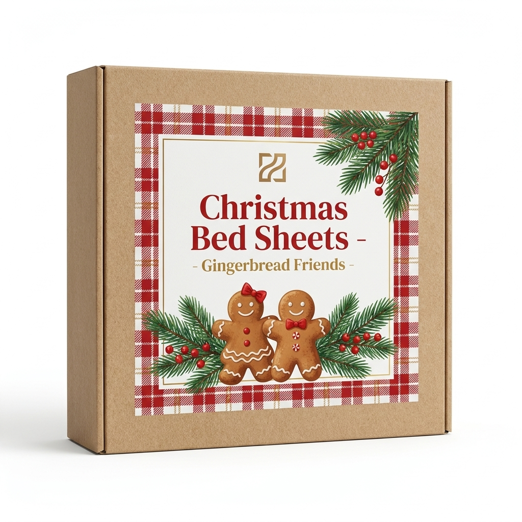 Christmas Bed Sheets - Gingerbread Friends box