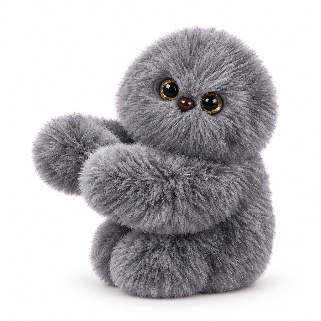Peeko Bag Buddy in frosted grey with gold glitter eyes