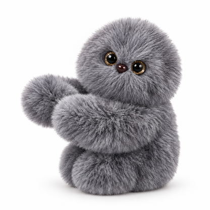 Peeko Bag Buddy in frosted grey with gold glitter eyes