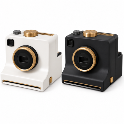 Coffee Art Camera in white and matte black