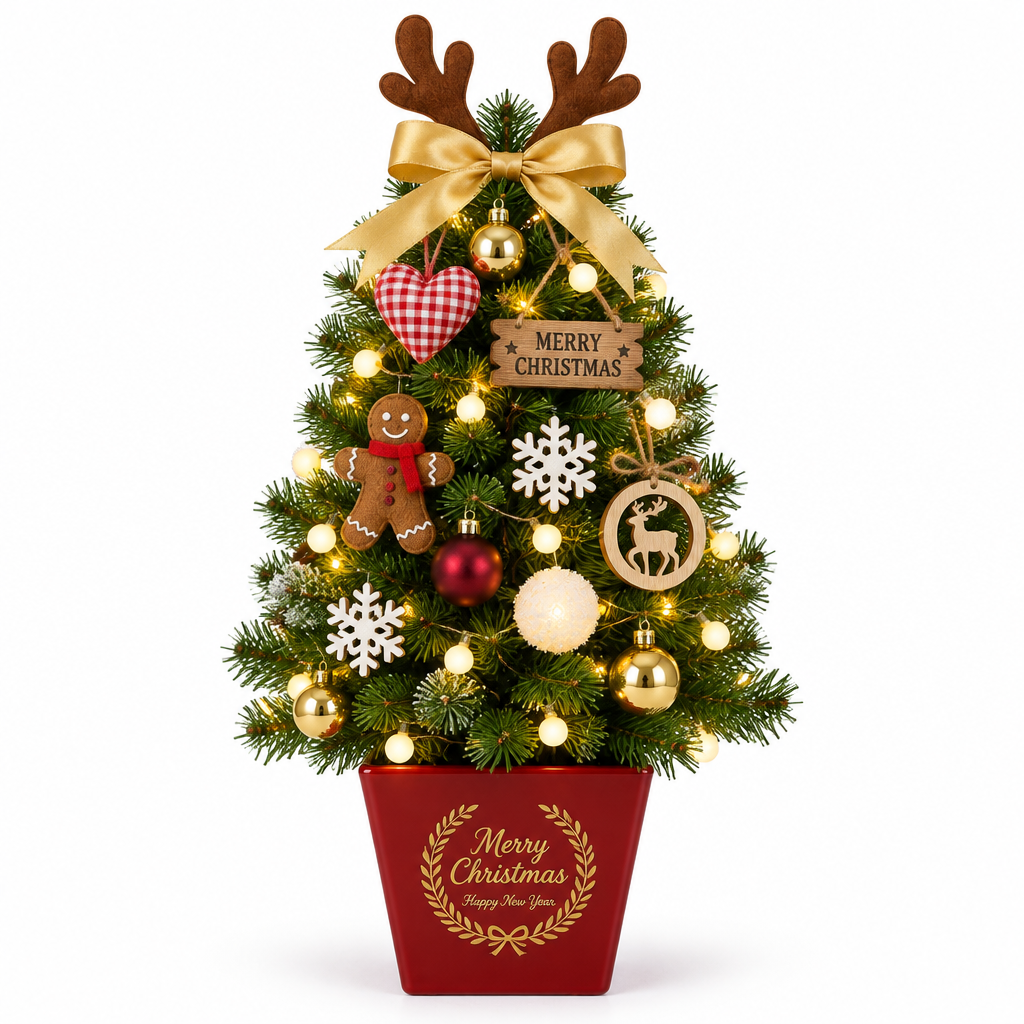 Gold Reindeer mini Christmas tree